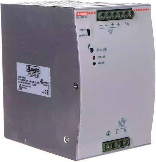 Lovato Electric Τροφοδοτικό Ράγας με Έξοδο 24V και Ισχύ 240W 10A