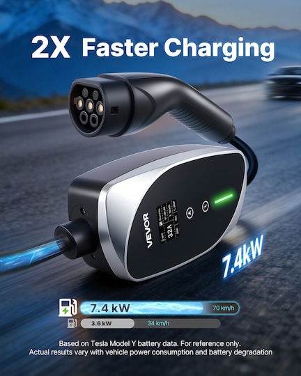 Vevor Portable Single Phase Charging Station 7.4kW with Built-in Type 2 Cable OGBXCDQPM76KD7HJH001V2