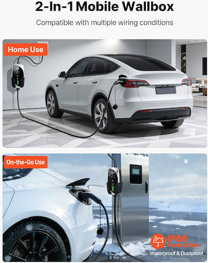Vevor Portable Single Phase Charging Station 3.6kW with Built-in Type 2 Cable OGBXCDQPM36K4SFRT001V2