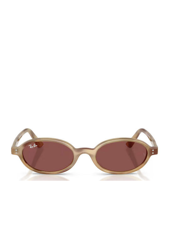 Ray Ban Unisex Sonnenbrillen mit Beige Horn umrandetem Rahmen und Lila Gläser RB4472 685675