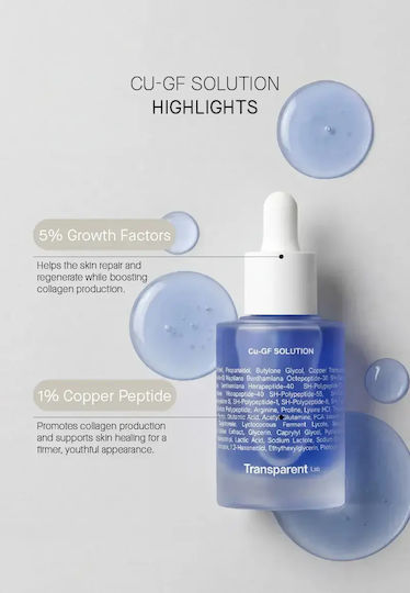 Transparent Lab Cu-GF Lösung Anti-Aging Serum für das Gesicht mit Peptide 30ml