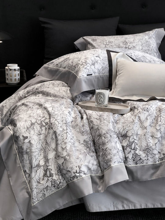 Σετ Παπλωματοθήκη Υπέρδιπλη 220x240cm 2 Μαξιλαροθήκες & 1 Σεντόνι Γκρι