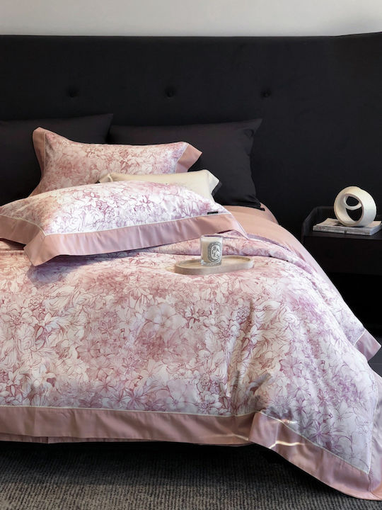 Double Duvet Cover Set 220x240cm 2 Pillowcases & 1 Pink Bed Sheet