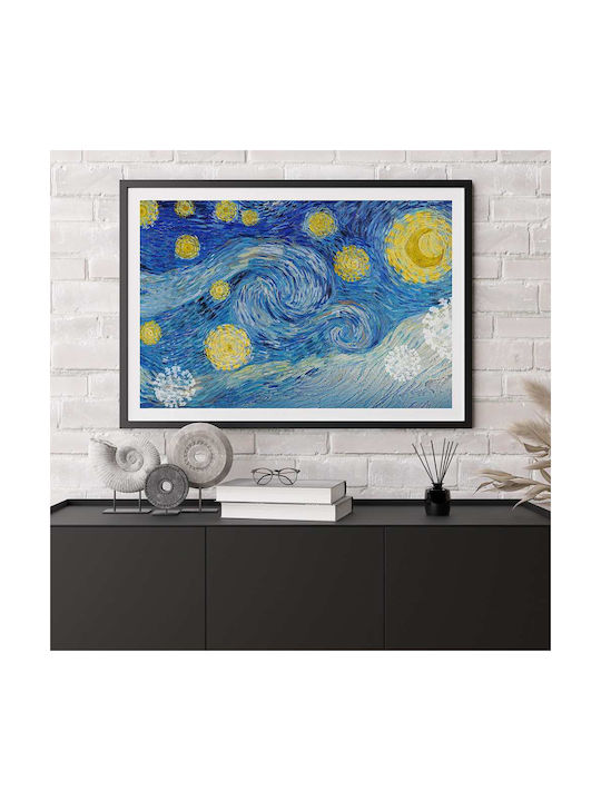 Poster Van Gogh Starry Night Art107 50cm X 70cm Black Wooden Frame