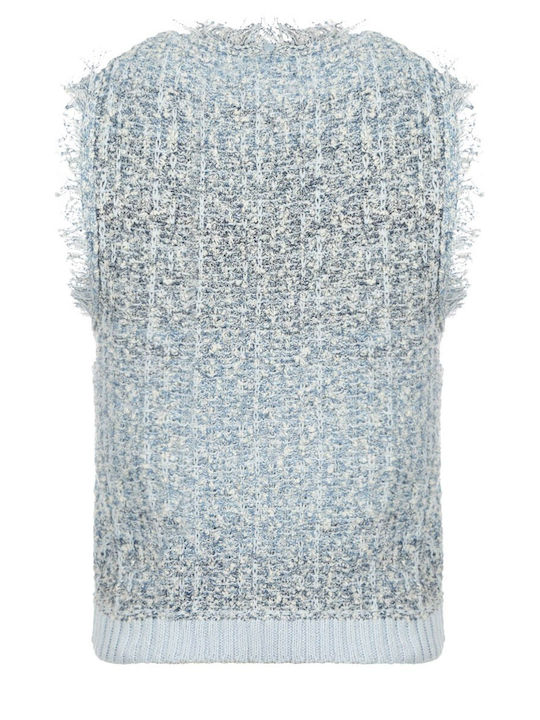 Winter Women's Cotton Sleeveless Tunic Light Blue