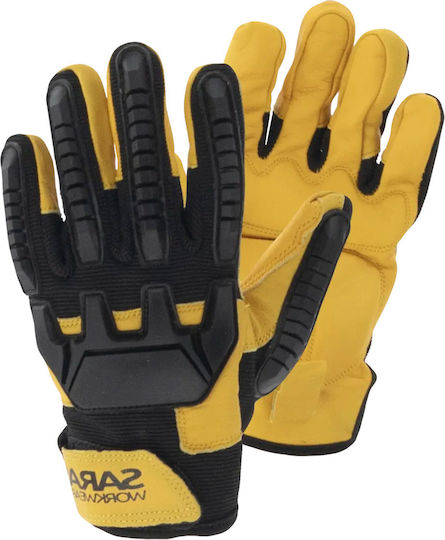 Sara Workwear Safety Gloves Black Leather
