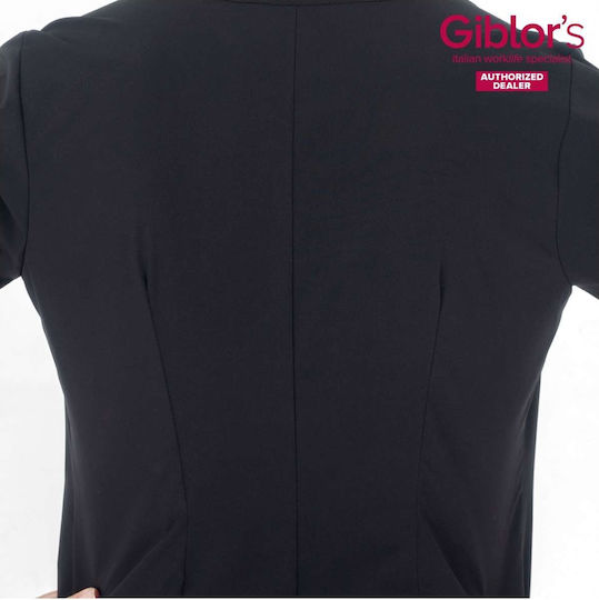 Giblor's Kochjacke Weiblich Schwarz mit 3/4 Ärmel