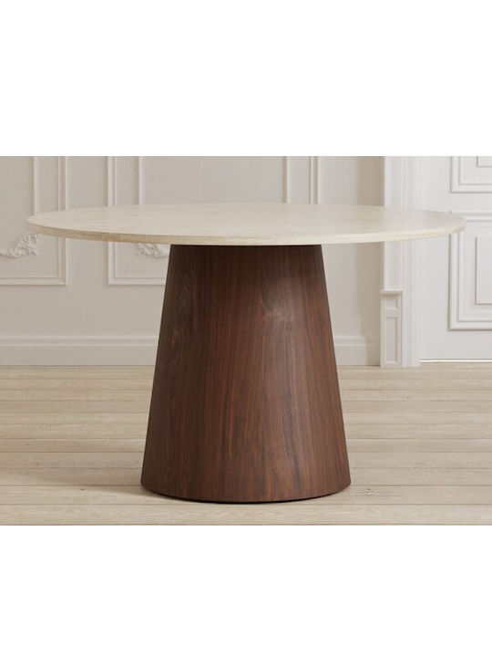 Dallas 3740 Round Extendable Wooden Table Beige Brown 75x75cm