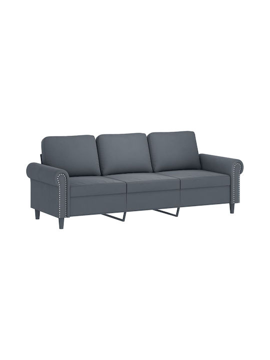 Three-Seater Velvet Dark Grey Couch 212x77x80 cm 359540