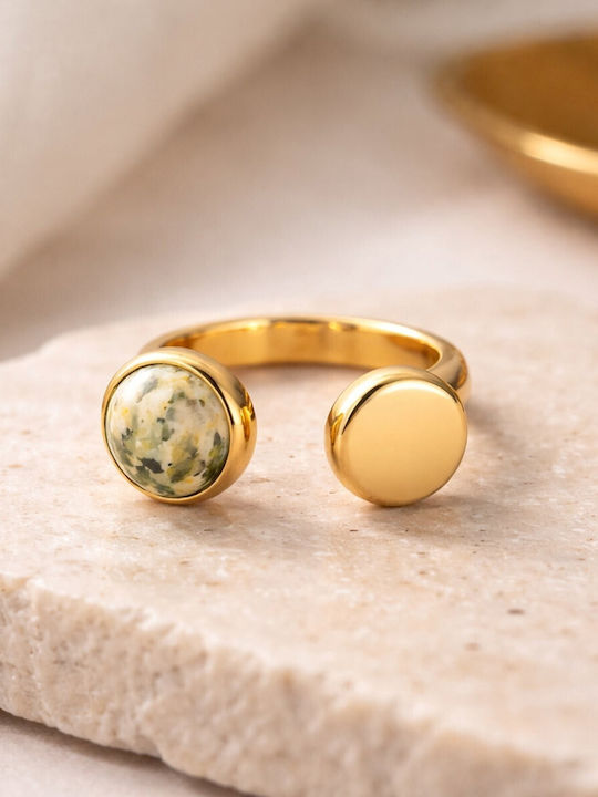 Eluna Women's Ring with Stones Made of Gold Plated Steel