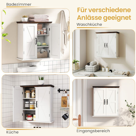 Costway Badezimmerschrank 60x22.5x53.5cm Weiß