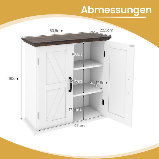 Costway Badezimmerschrank 60x22.5x53.5cm Weiß