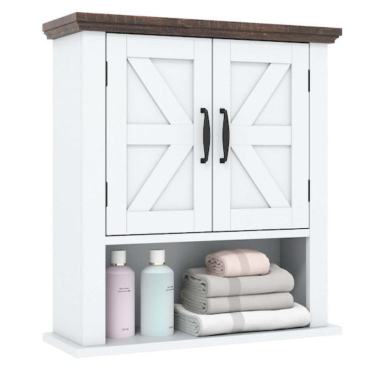 Costway Ντουλάπι Μπάνιου Πλυντηρίου 60x19x55cm Λευκό