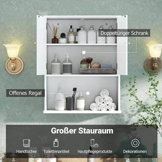 Costway Bathroom Laundry Cabinet 75x21x60cm White