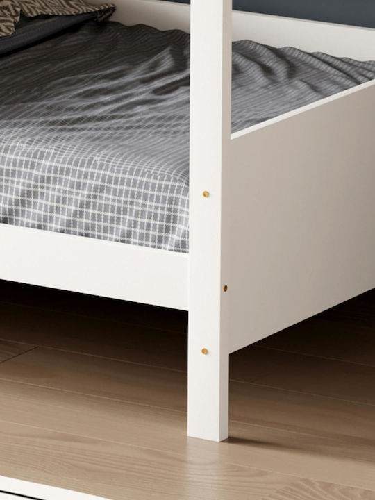 Kids Bed Bunk Single with Mattress White 90x190cm