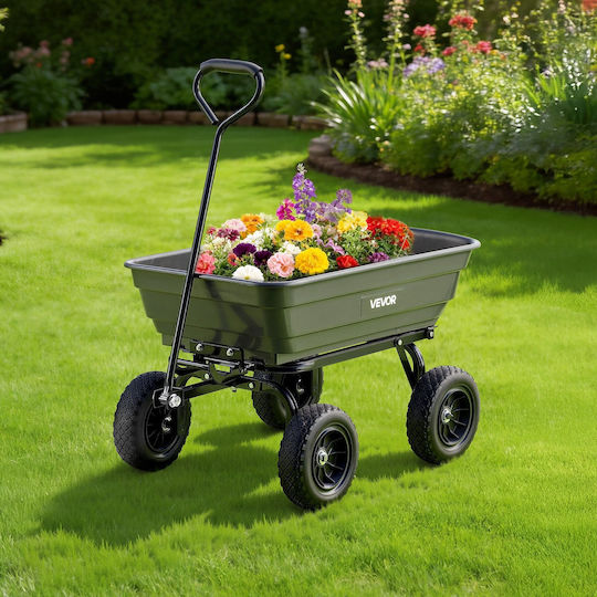 Dump Garden Cart Plastic with Maximum Load Capacity 272kg