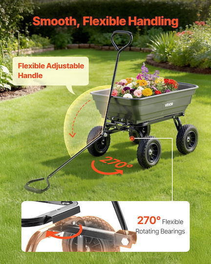 Dump Garden Cart Plastic with Maximum Load Capacity 272kg