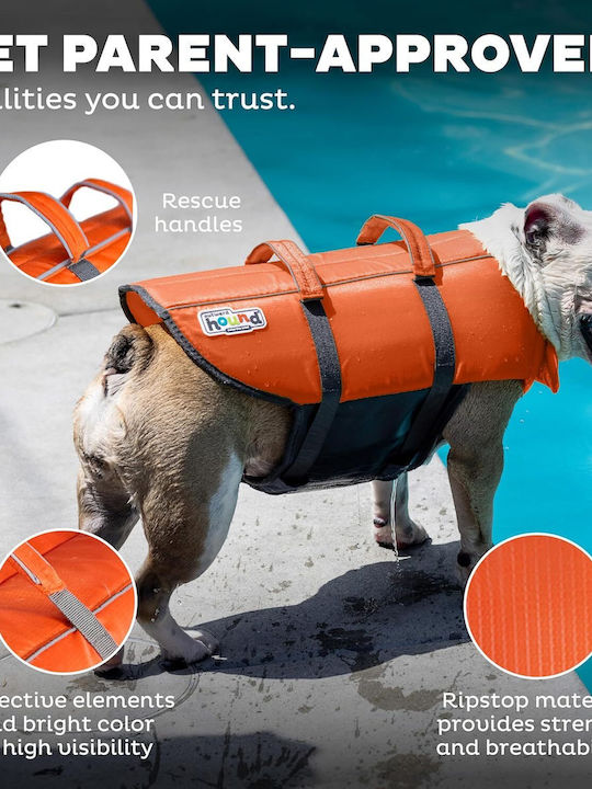 Vestă De Salvare Pentru Câini Xl Outward Hound Granby Splash Greutate Minimă 38 Kg Portocalie Accente Reflectorizante Curele Reglabile Bandă Abdominală Mâner De Salvare