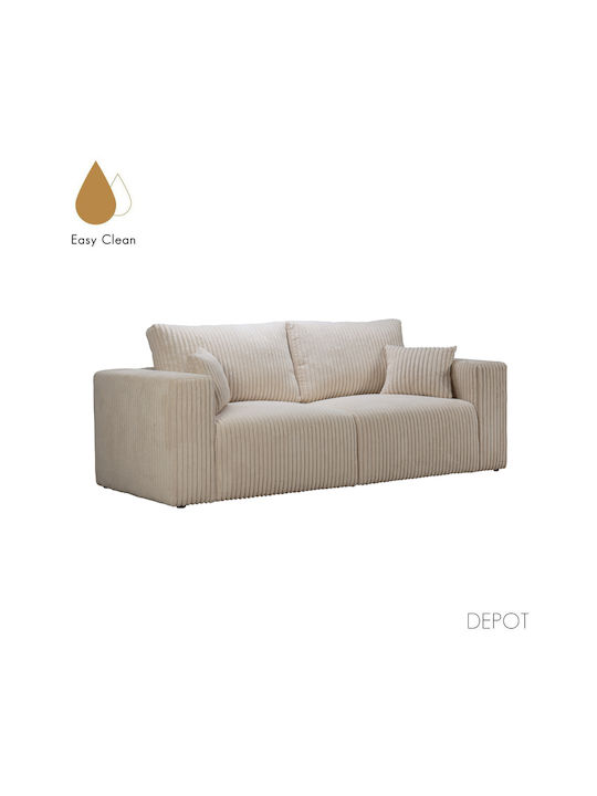 Three-Seater Couch Off White 232x101x92 cm