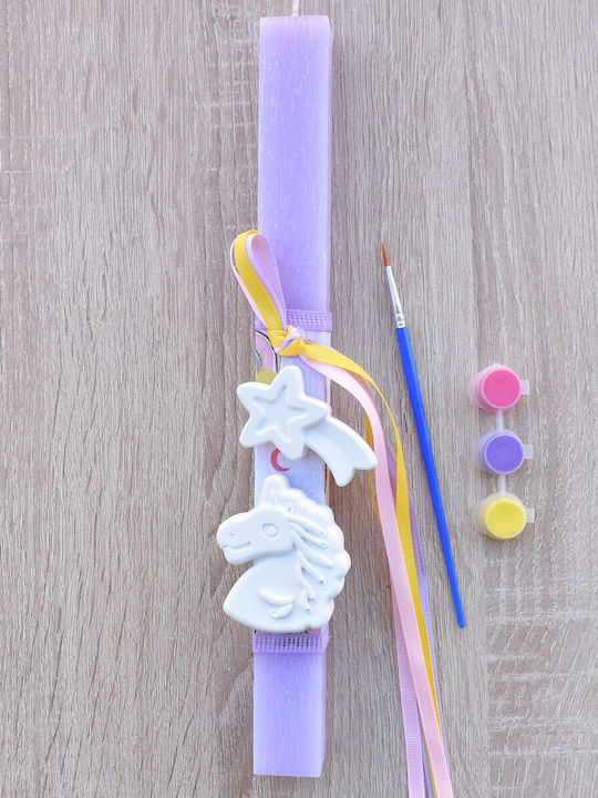 Osterkerze Einhorn Quadratische Beduftete und Handgefertigte Lila Osterkerze Einhorn Quadratische Beduftete und Handgefertigte Lila