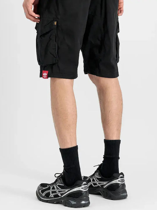 Cargo-Shorts Herren Regular Fit Schwarz