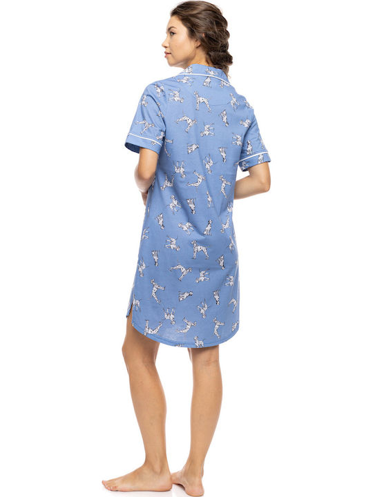 Pink Label Sommerliches Damen-Nachthemd Blau