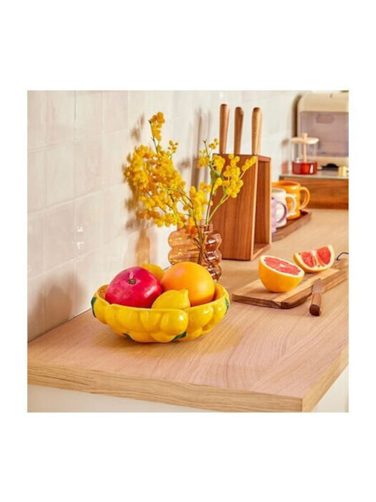 Atmosphera Ceramic Yellow Fruit Bowl 25x25x8cm