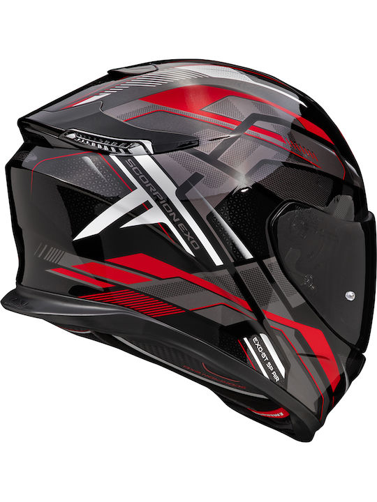 Scorpion EXO-GT SP Black/Green/Red Κράνος Μηχανής Full Face ECE 22.06 με Sunvisor