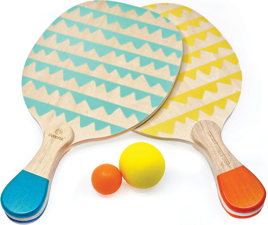 Svoora Beach Rackets Wooden 2 Balls Fabric Bag