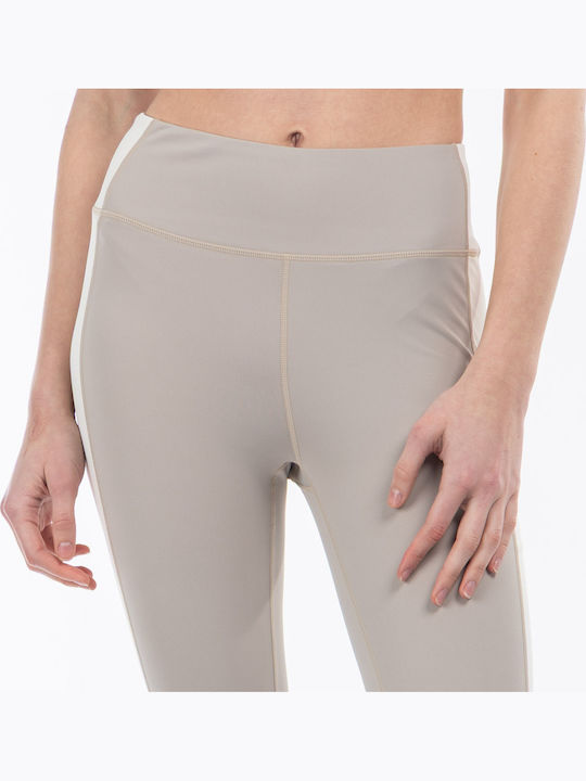 Training Women's Set with High Waist Beige Leggings