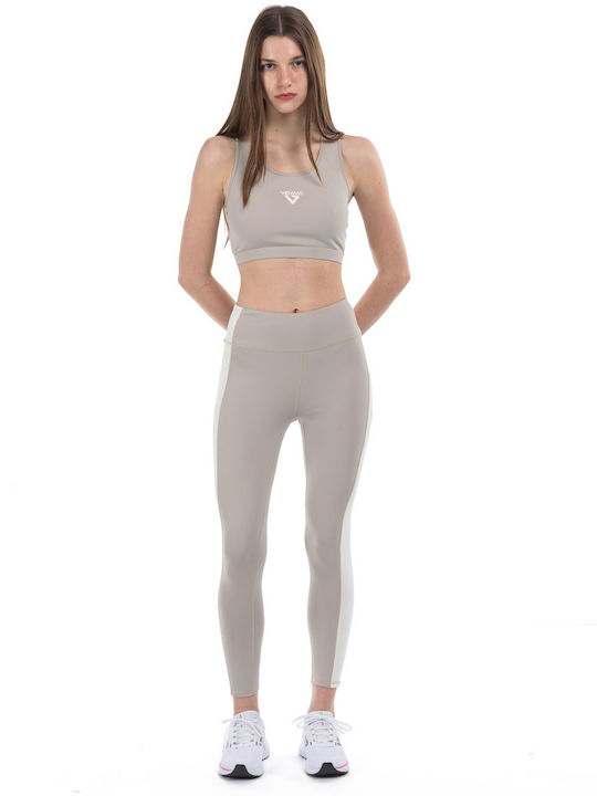Training Women's Set with High Waist Beige Leggings