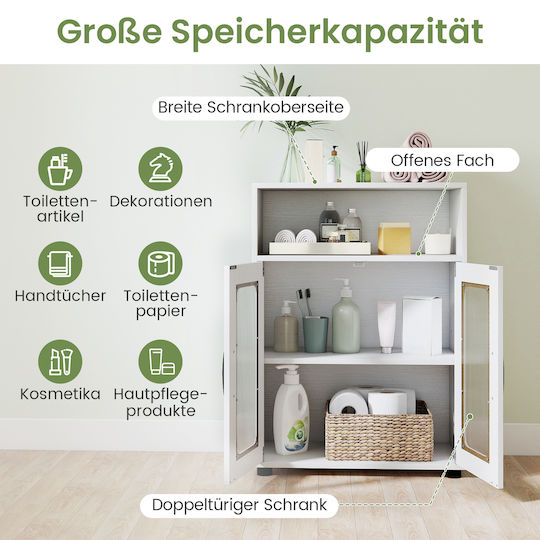 Costway Badezimmerschrank 83x60x30cm Weiß