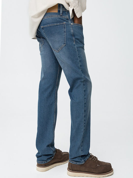 Men's Elastic Jeans Pants with Slim Fit Blue