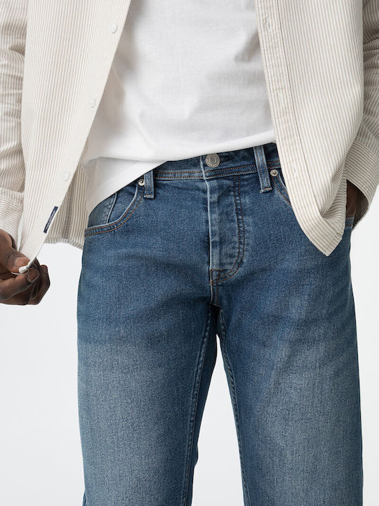 Men's Elastic Jeans Pants with Slim Fit Blue