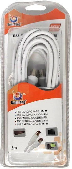Run & Teng Antenna Cable Coax Male - Coax Female White 5m 670319283 1 Piece