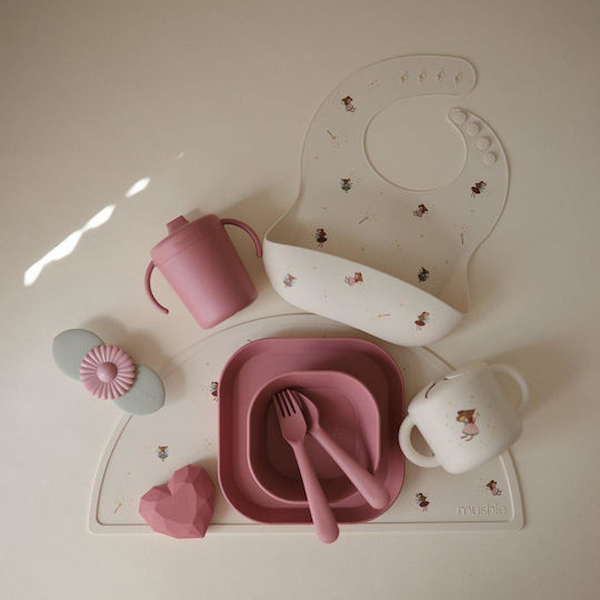 Mushie Waterproof Silicone Bib with Pocket Multicolour