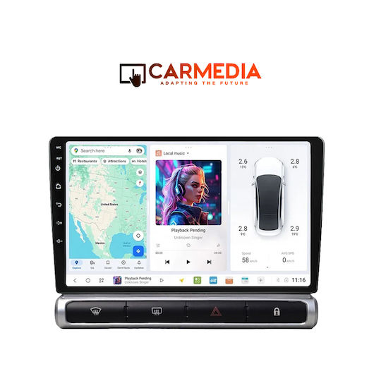 Carmedia Ηχοσύστημα Αυτοκινήτου για Citroen C3 / DS3 2018-2023 (Bluetooth/USB/WiFi/GPS/Apple-Carplay/Android-Auto) με Οθόνη Αφής 9"