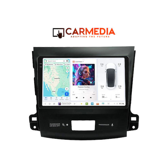 Carmedia Ηχοσύστημα Αυτοκινήτου για Peugeot 4007 Mitsubishi Outlander Citroen C-Crosser 2006-2012 (Bluetooth/USB/WiFi/GPS/Apple-Carplay/Android-Auto) με Οθόνη Αφής 9.5"