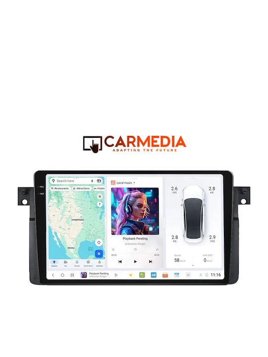 Carmedia Car Audio System for BMW Series 3 (E46) 1998-2005 (Bluetooth/USB/AUX/WiFi/GPS/Apple-Carplay/Android-Auto) with Touch Screen 9.5"