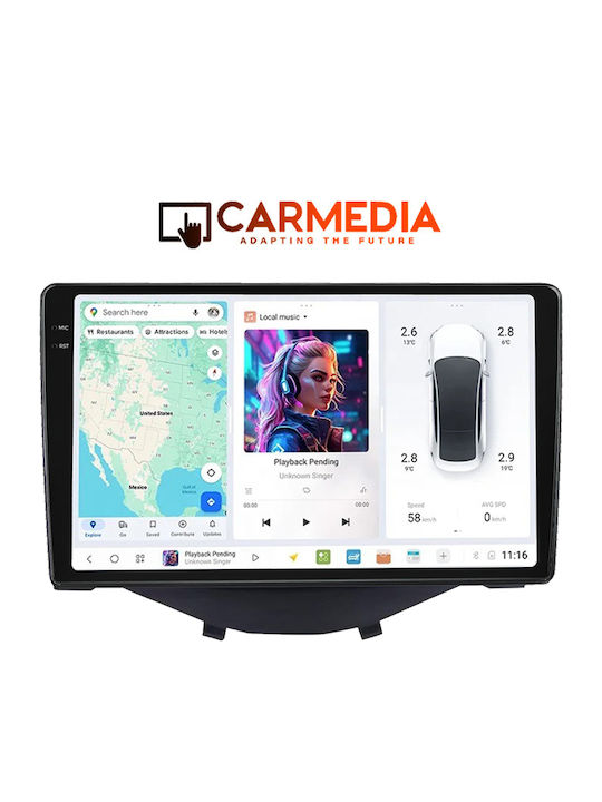 Carmedia Автомобилна Аудио Система (Блутут/USB/AUX/WiFi/GPS/Apple-Carplay/Android-Auto) с Тъчскрийн 9.5"