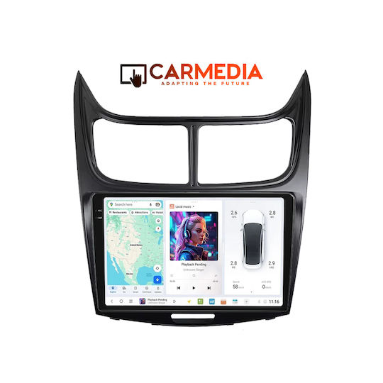 Carmedia Car Audio System Chevrolet Sail 2009-2014 (Bluetooth/USB/AUX/WiFi/GPS/Apple-Carplay/Android-Auto) with Touch Screen 9.5"