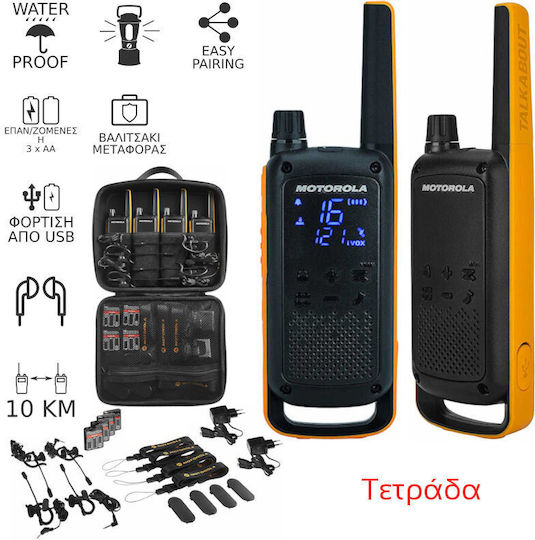 Motorola Talkabout T82 Extreme Transmițător Wireless PMR 0.5W cu Ecran Monocrom Set 4buc
