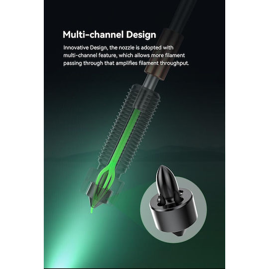 E3d Obsidian Duză 0.6 Mm Creality K2 Imprimantă 3D – 4 Canale Debit Mare Titan Heatbreak Oțel + Inserție E3dlc Compatibil Filamente Abrazive și Flexibile Schimb Rapid Performanță Stabilă