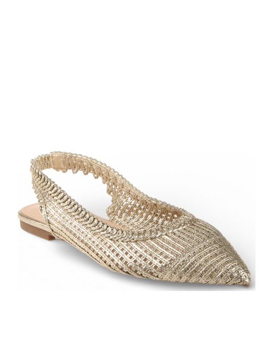 Γυναικείες Μπαλαρίνες Slingback σε Χρυσό Χρώμα