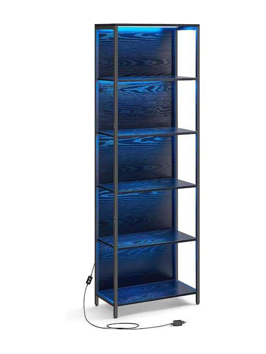 Bookcase with LED Ebony Black 60x30.3x178cm