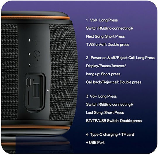 Yesido Ηχείο Bluetooth 8W Μαύρο YSW40