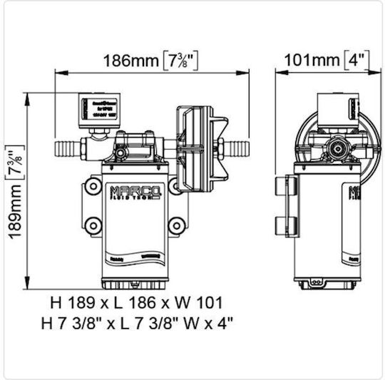 Marco Deck Wash Pump 15.0 Lpm 12/24v Kit Dp12/e