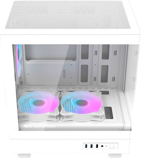 Darkflash Gaming Micro Tower Κουτί Υπολογιστή με Πλαϊνό Παράθυρο Λευκό