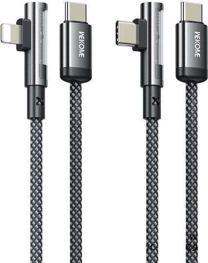 WK Редовна USB-C към Lightning кабел 35W Сив 1м (250849)