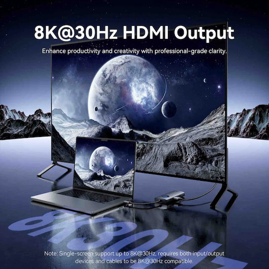 Vention USB-C Docking Station with HDMI 4K PD Ethernet Gray (TQZHB)